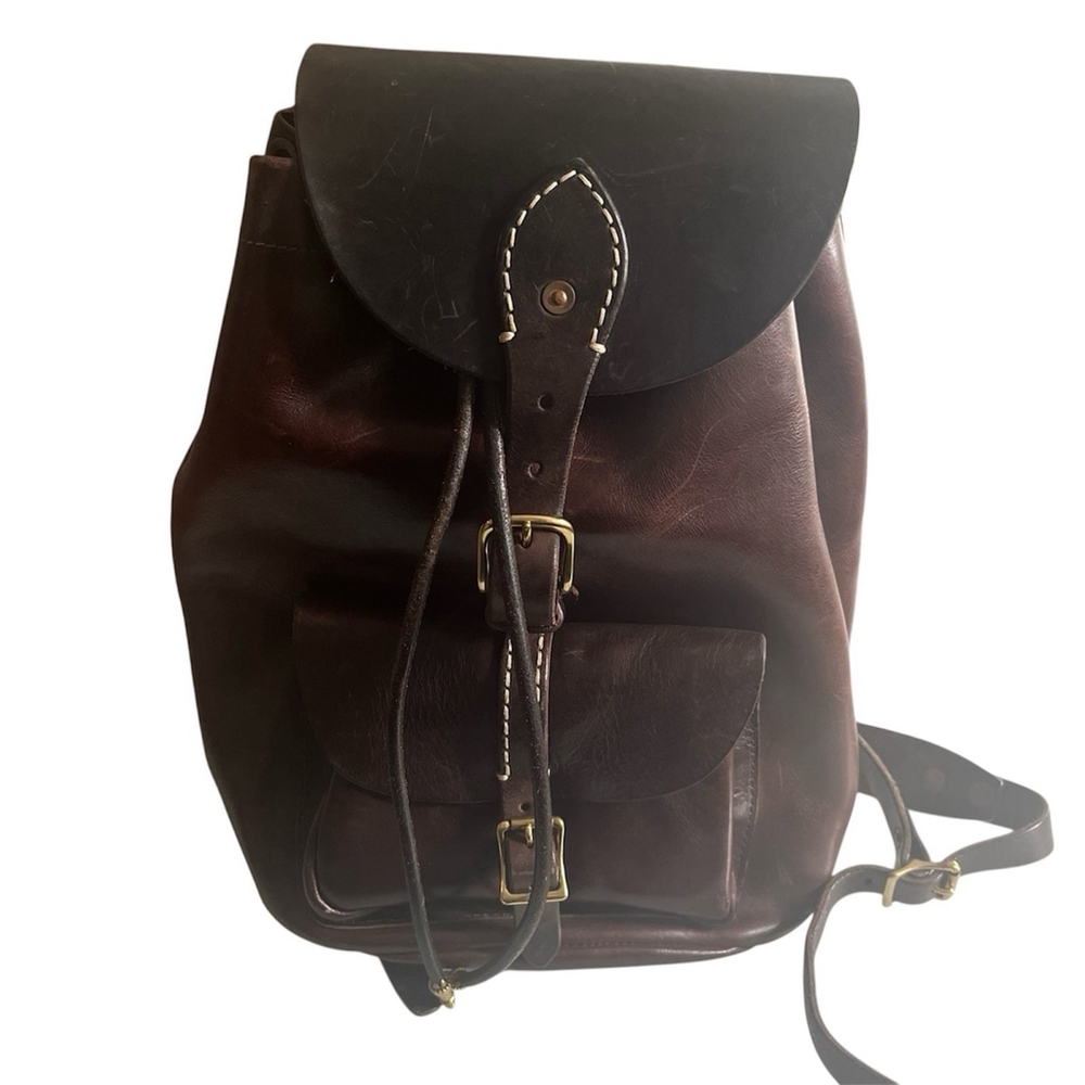 Genuine Leather Backpack Dark Brown Handmade Bag Rucksack Saddle Bag